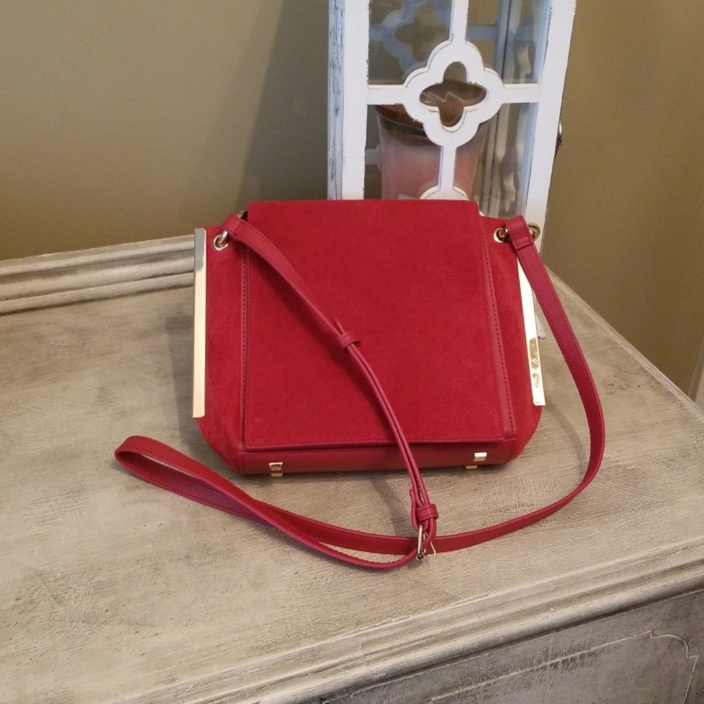 Red  leather suede combo
